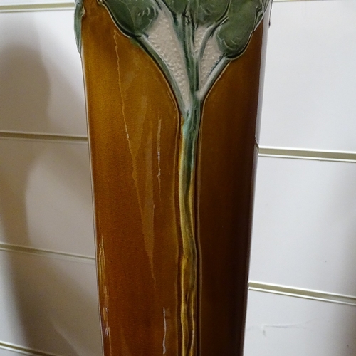 451 - A Burmantofts Majolica relief moulded jardiniere on pedestal, height 99cm