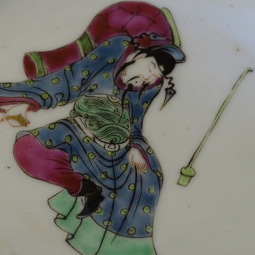 88 - A Chinese white glaze porcelain bowl, hand painted enamel decoration depicting Li Bai on the inside,... 