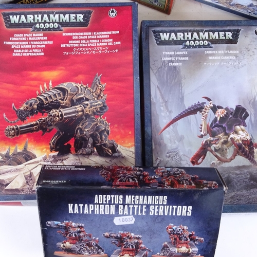 110 - Various Games Workshop plastic assembly model toys, including Warhammer 40,000, and a Schuco Studio ... 