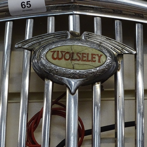 65 - A Vintage chrome Wolseley Hornet Mk II? Classic car radiator grille, width 34cm, height 42cm