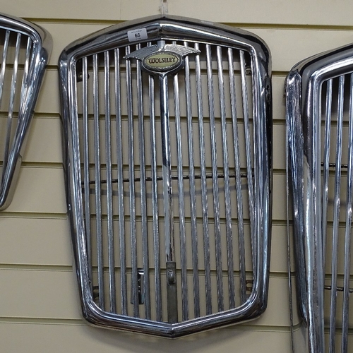 66 - A Vintage chrome Wolseley 1500 Mk II? Classic car radiator grille, width 43cm, height 64cm