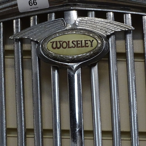 66 - A Vintage chrome Wolseley 1500 Mk II? Classic car radiator grille, width 43cm, height 64cm