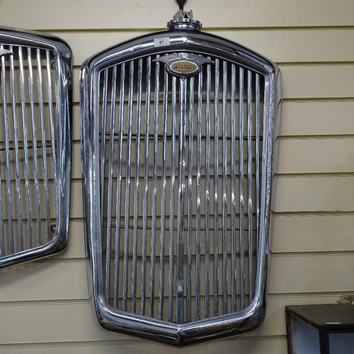 67 - A Vintage chrome Wolseley 6/80 Classic car radiator grille, width 52cm, height 77cm