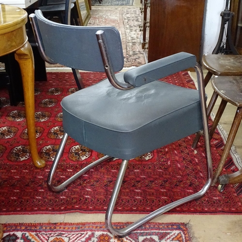 1331 - A mid-century modern tubular steel armchair with cantilever back