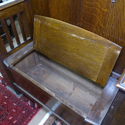 1340 - An Edwardian oak and mirror-back hall stand, W112cm, H215cm