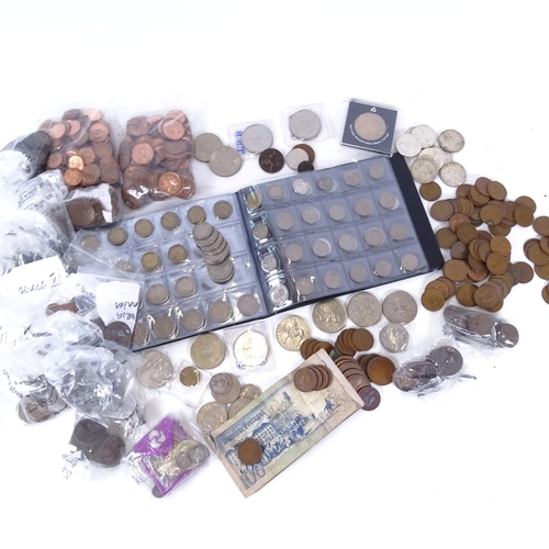 165 - A large quantity of various coins and banknotes, mostly British with some silver