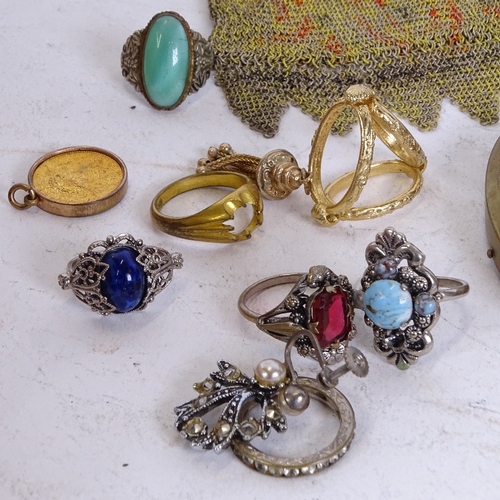 175 - Various interesting collectables and jewellery, including silver necklace, ladies wristwatches, silv... 