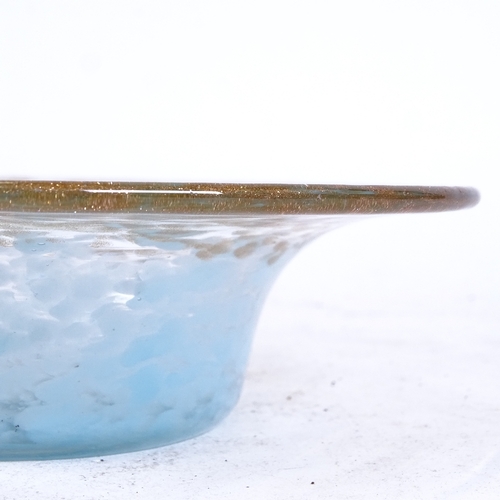 184 - A Monart Studio glass bowl, blue marbled glittered decoration, unsigned, diameter 15cm