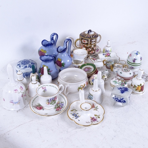 188 - Various miniature porcelain items, including Royal Crown Derby 2-handled sugar bowl, Hammersley etc ... 