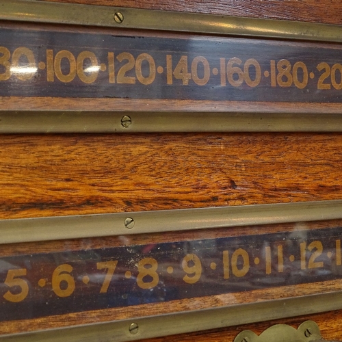 213 - An oak snooker scoreboard, length 68cm