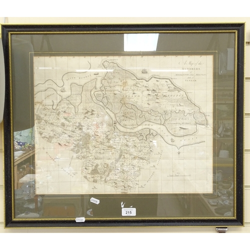 215 - An Antique map of the Hundreds of Middleton alias Milton and of Tenham, 18th century, 37cm x 48cm