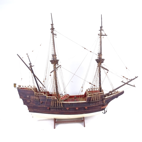 246 - Mayflower, handmade model ship on stand, length 78cm, height 68cm