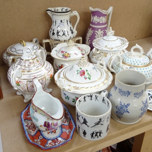 286 - Various ceramics, including God Speed The Plough loving cup, William Brownfield Union jug, Continent... 