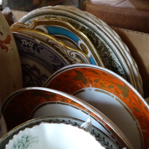 302 - Large quantity of various ceramics, including Continental porcelain gilded plates, sugar bowl, teacu... 