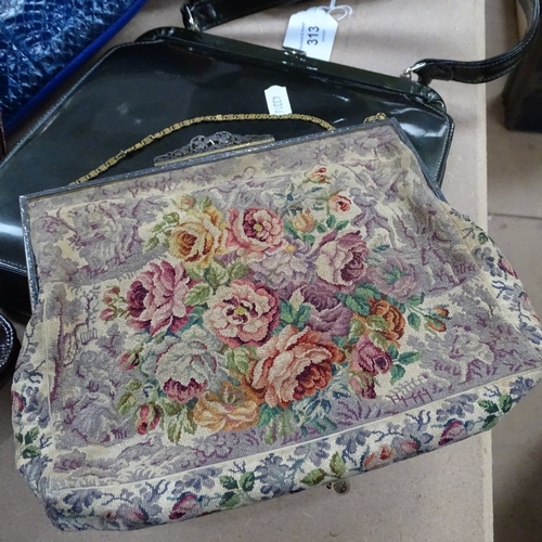 313 - Various Vintage handbags, including Lodiy, Jane Shilton blue snakeskin clutch etc