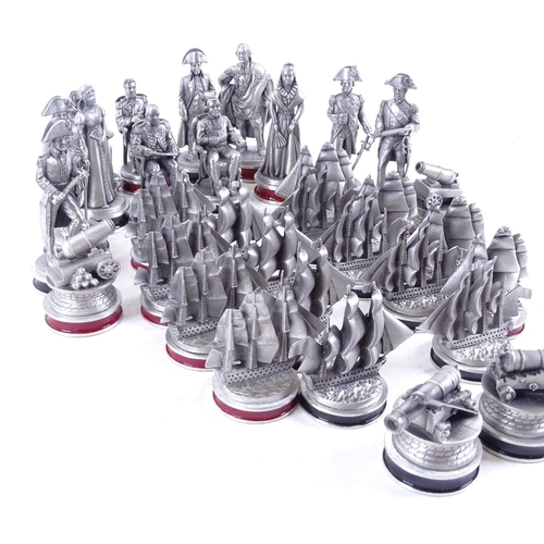 315 - A Danbury Mint pewter Trafalgar chess set