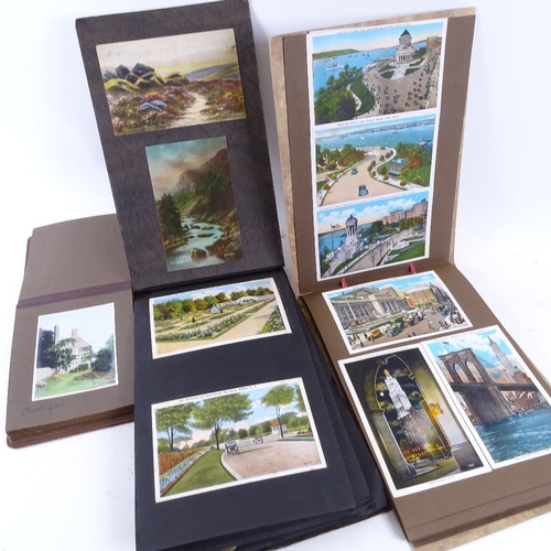 333 - 3 early 20th century postcard and visiting card albums, mostly topographical