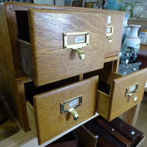 339 - 2 Vintage oak medical stationery filing chests of drawers, by H K Lewis & Co of London, W40cm, H16cm... 