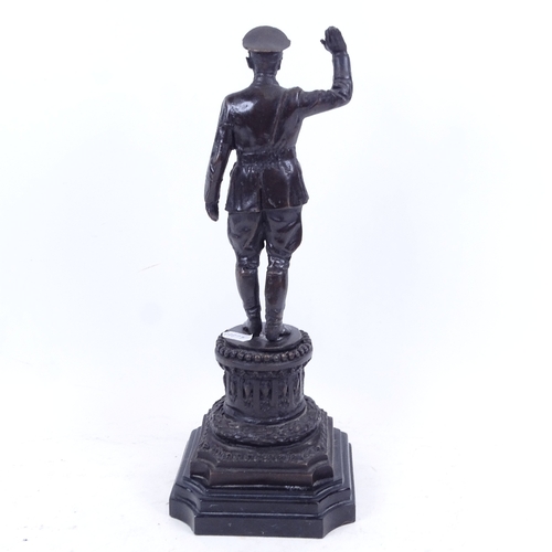 363 - A reproduction bronze sculpture, man in uniform, unsigned, height 35.5cm