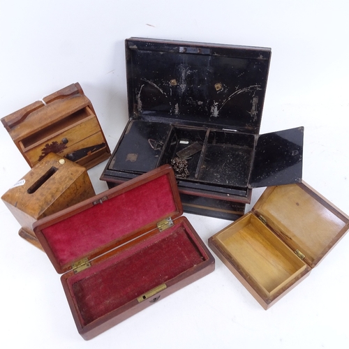 419 - Various boxes and containers, including Sorrento Ware trinket box, Japanese marquetry inlaid table-t... 