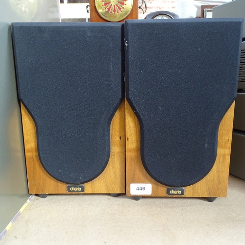 446 - A pair of Italian Chario Constellation teak-cased loud speakers, H30cm, W18cm, D27cm