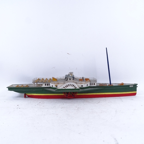 467 - A Vintage scratch-built model steam paddle boat, length 67cm