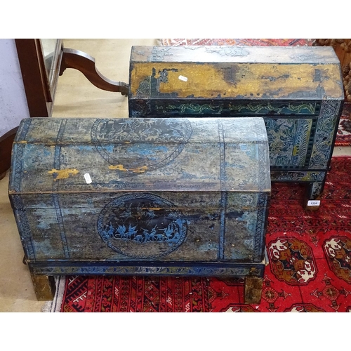 1358 - A similar pair of distressed effect table-top chests on stand, W60cm