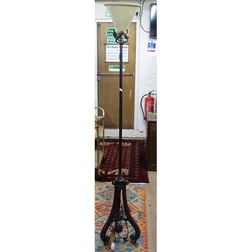 1359 - *WITHDRAWN* An Empire style standard lamp with metal shade, H176cm