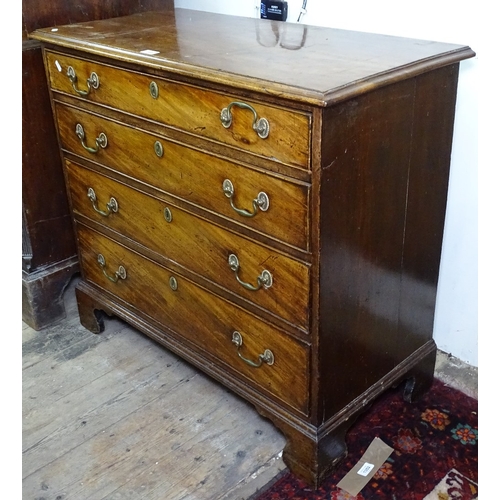 1368 - A George III mahogany chest of 4 long drawers, on bracket feet, W80cm, H82cm