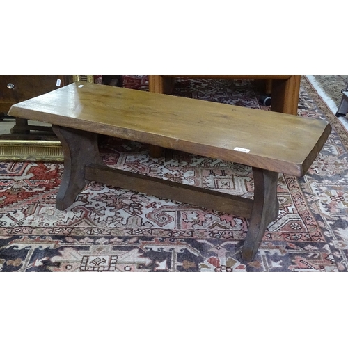 1380 - A rectangular oak and elm stool, L90cm