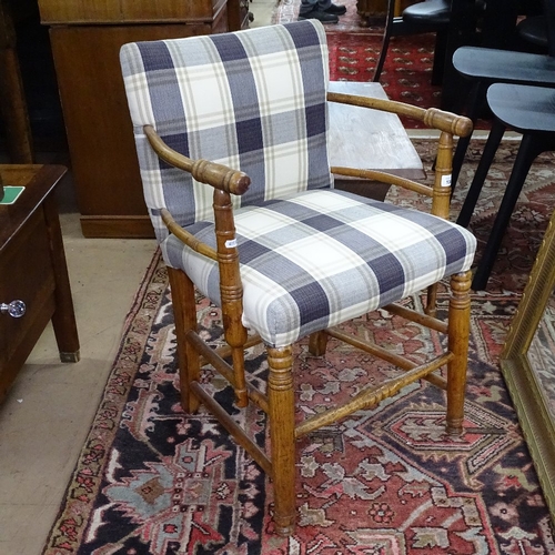 1382 - An Antique oak and upholstered Sussex design chair