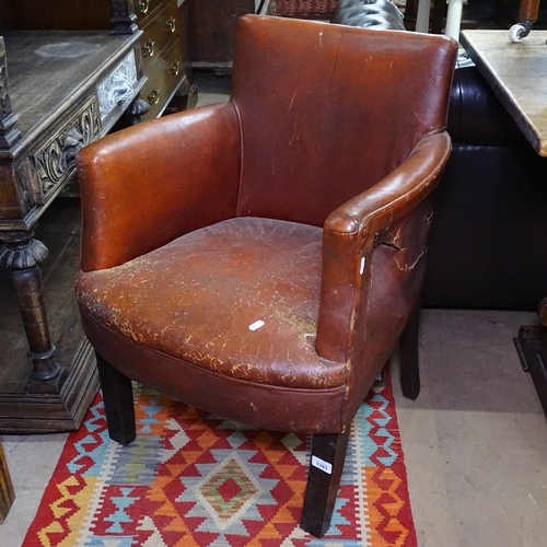 1393 - An early 20th century leather-upholstered Club chair