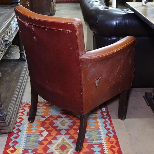 1393 - An early 20th century leather-upholstered Club chair