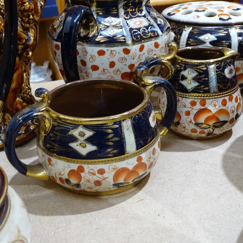 649 - Bacchanalian design jug, 21cm, 1920s teapot and similar bowls etc, Osborne plaques etc