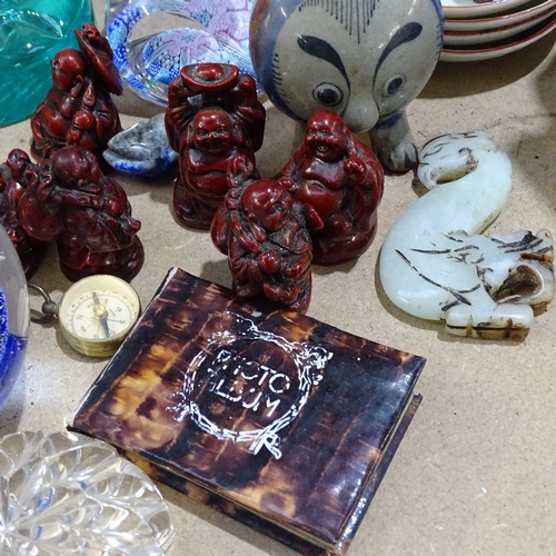 652 - Paperweights, a NAO cat, miniature Buddhas, photo album, and other interesting items