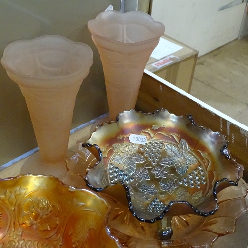 666 - Carnival glass bowls and vases etc