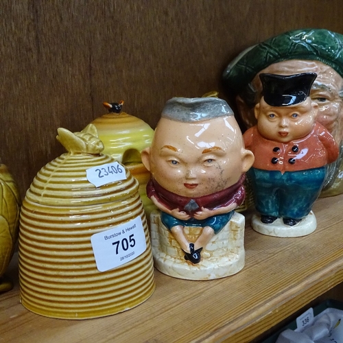 705 - Vintage honeypots, and character jugs including Beswick and Royal Doulton