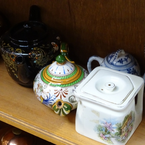 710 - Bursley Ware teapot and stand, Victorian teapots, Oriental red ware teapot etc