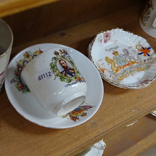 724 - A shelf of Coronation Ware, including Victoria's Diamond Jubilee