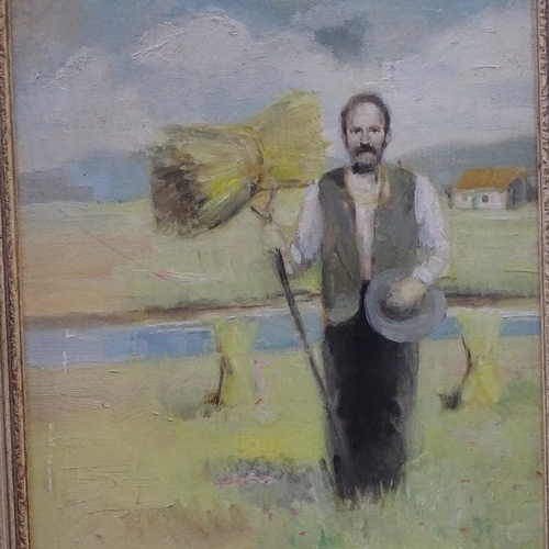 852 - A set of 4 oils on canvas, portraits of country folk, mid-late 20th century, unsigned, 14