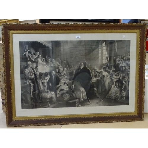 868 - Large print, the Trial of Effie Deans, engraved by Fred Bromley, image 56cm x 91cm, framed