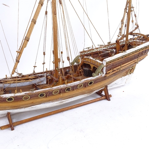 229 - A handmade model ship, Caravel, length 68cm, height 51cm