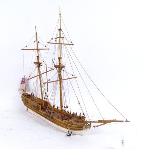 237 - A handmade ship, model of a 19th century bomb ketch, length 54cm, height 49cm