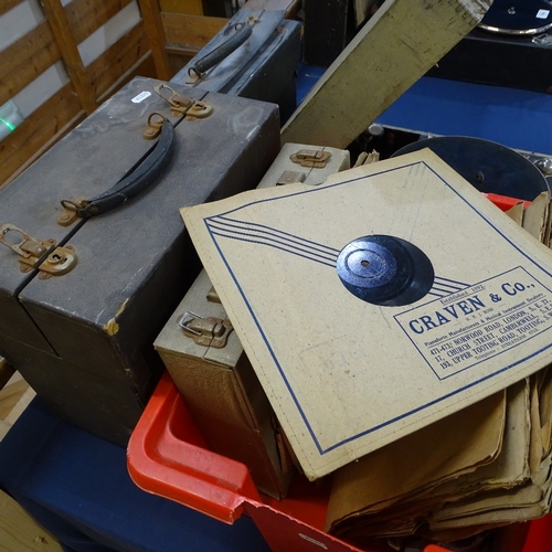 782 - A Vintage Columbia wind-up portable gramophone, and a selection of records