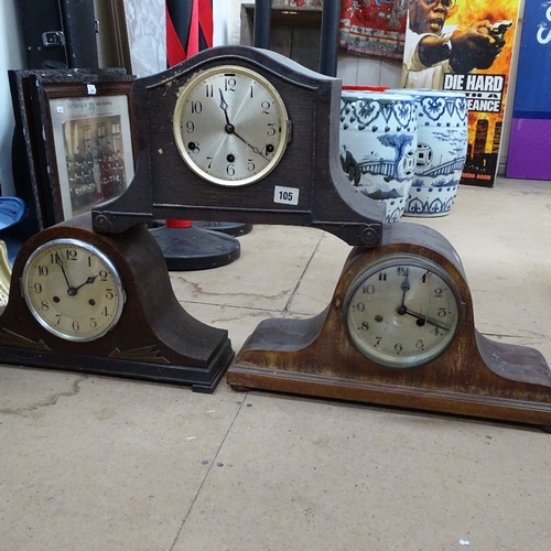 791 - 6 various early 20th century mantel clocks, including Napoleon's hat examples