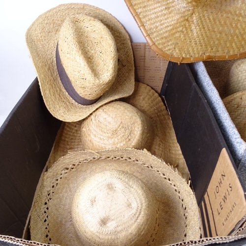 808 - A large quantity of various straw hats (2 boxes)