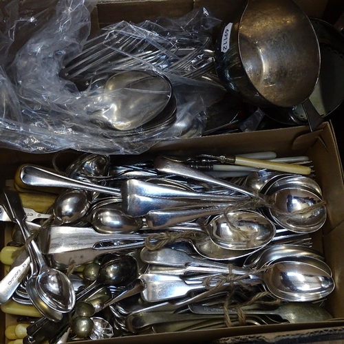 1031 - A box containing plated cutlery, bowls etc