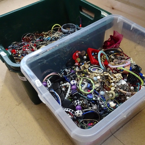 1033 - 2 boxes of modern costume jewellery