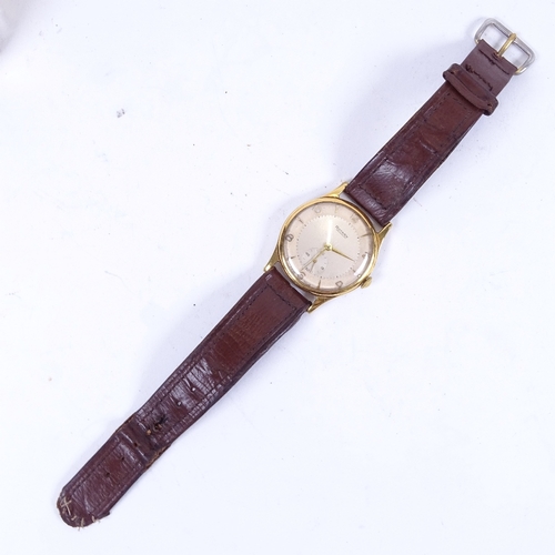 1041 - A gent's 9ct gold-cased Waverley wristwatch, with inscription to the back, a gold plated wristwatch,... 