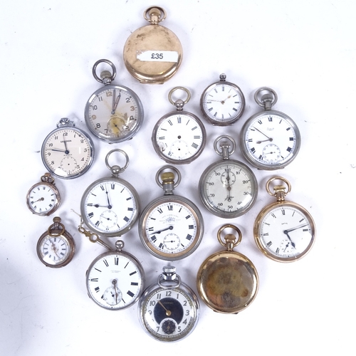 1047 - A collection of pocket and fob watches, including some silver